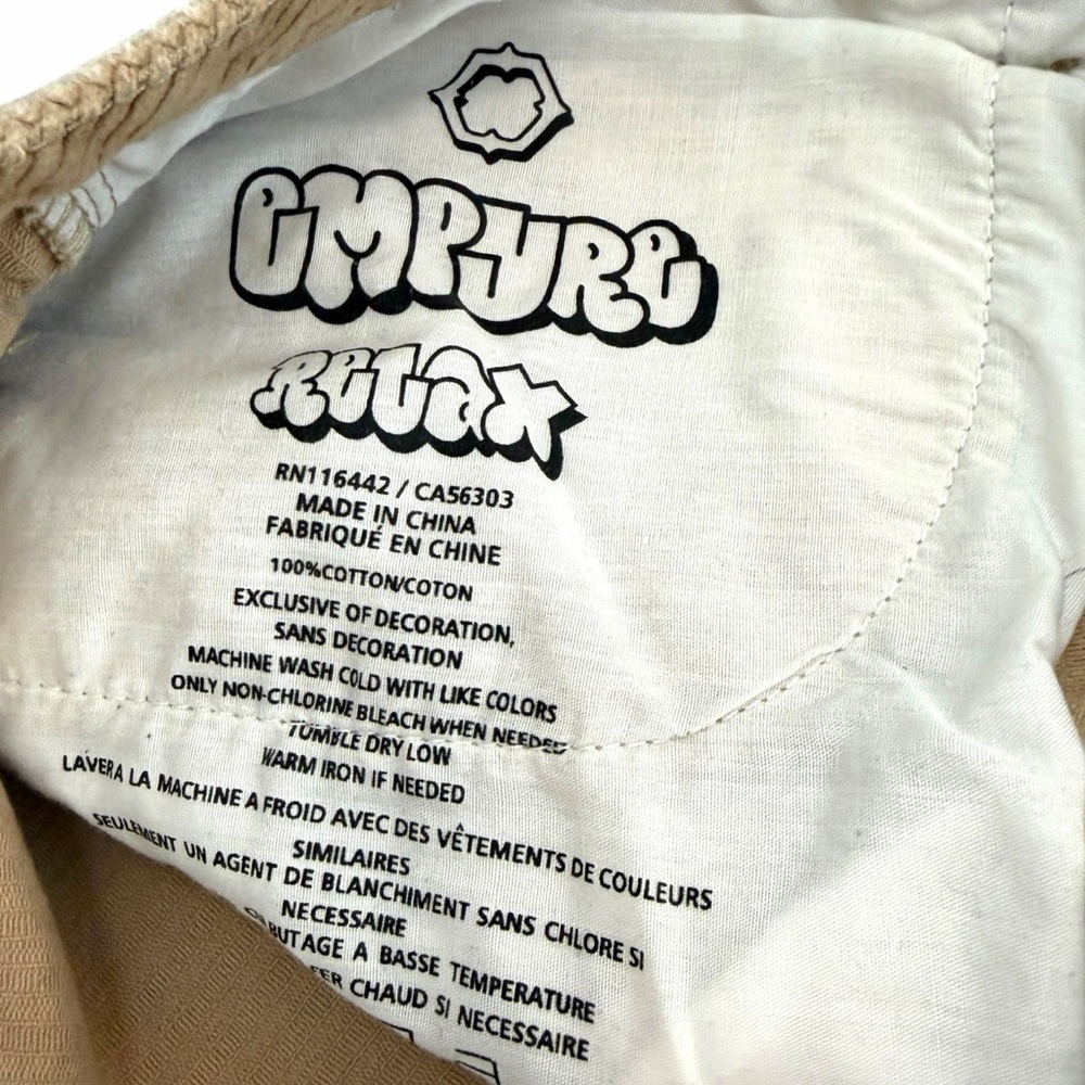 Empyre Relax Corduroy Khaki Loose Fit Streetwear Pants size 32 Men’s - Picture 6 of 7